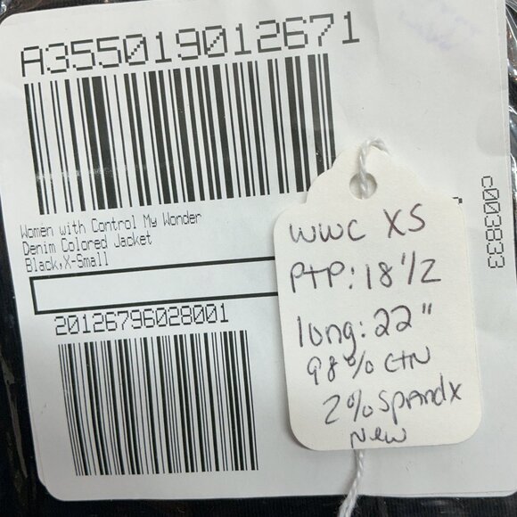 XS Denim Jacket Black Women With Control PTP:18.50" - Picture 11 of 11